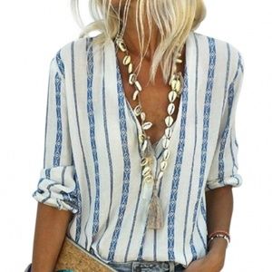 Silky Soft V-Neck Half Button Blouse